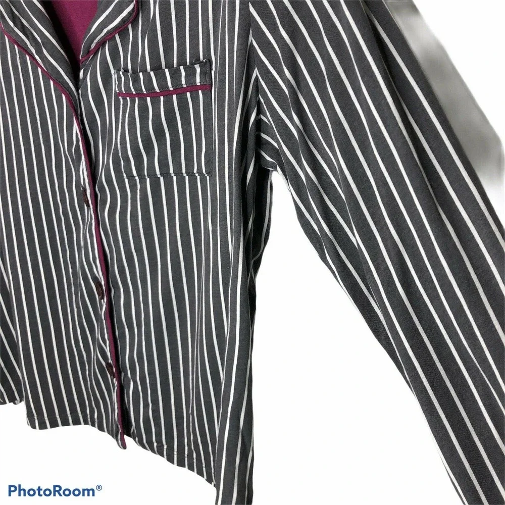 PJ‎ Salvage Large Striped Pajama Top Front Pocket
